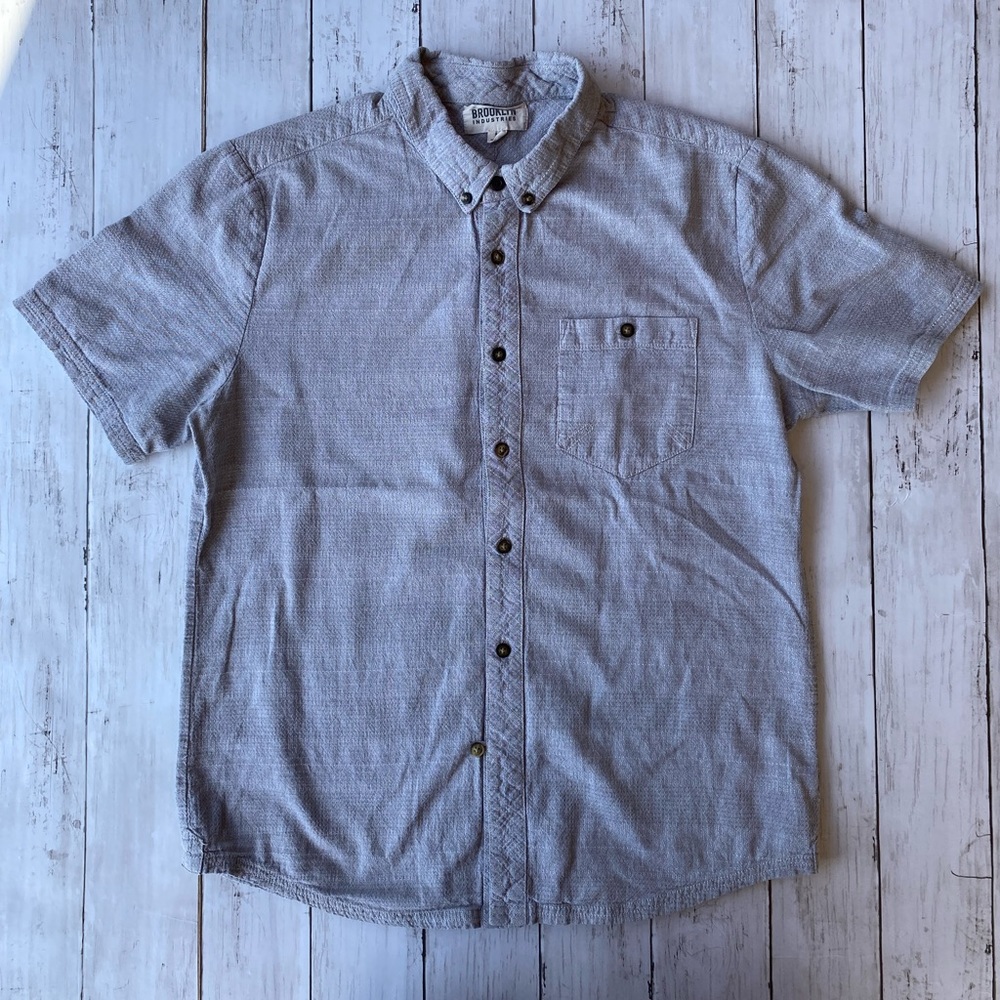 Brooklyn Industries button up.  Size medium. Gray textured 100% cotton